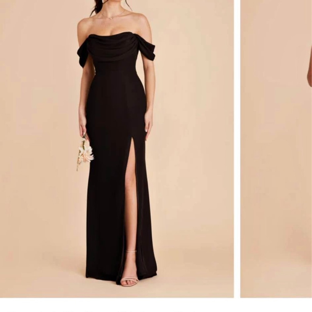 Birdy Grey Off-Shoulder Black Maxi Dress with Side Slit